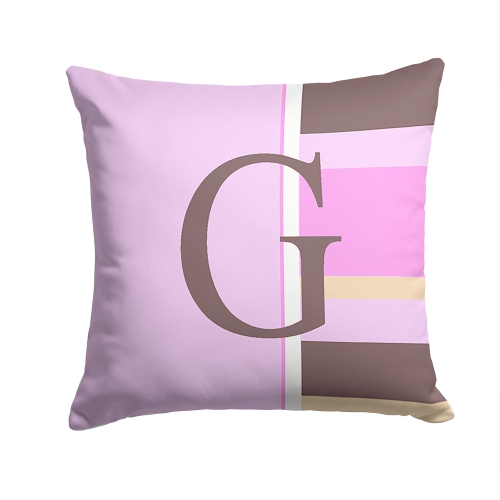 Carolines Treasures CJ1005-GPW1414 Letter G Initial Monogram - Pink Stripes Decorative Indoor & Outdoor Fabric Pillow