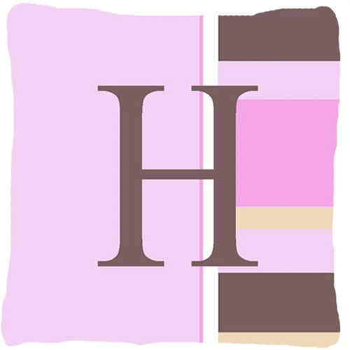 Carolines Treasures CJ1005-HPW1414 Letter H Initial Monogram - Pink Stripes Decorative Indoor & Outdoor Fabric Pillow