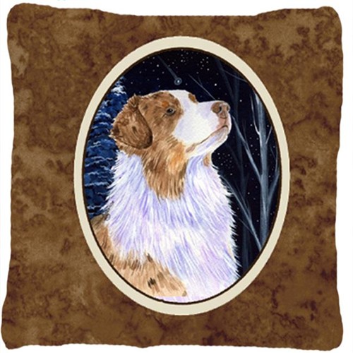 Carolines Treasures SS8375PW1414 Starry Night Australian Shepherd Decorative Indoor & Outdoor Fabric Pillow