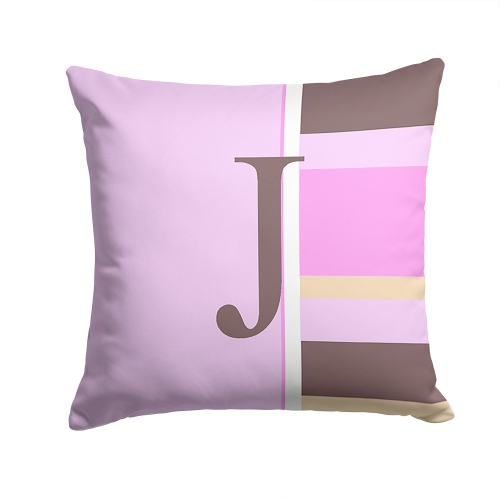 Carolines Treasures CJ1005-JPW1414 Letter J Initial Monogram - Pink Stripes Decorative Indoor & Outdoor Fabric Pillow