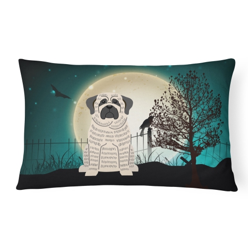 Carolines Treasures BB2206PW1216 Halloween Scary Mastiff Brindle White Canvas Fabric Decorative Pillow