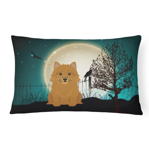 Carolines Treasures BB2210PW1216 Halloween Scary Norwich Terrier Canvas Fabric Decorative Pillow