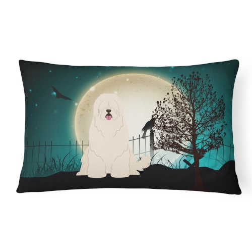 Carolines Treasures BB2214PW1216 Halloween Scary South Russian Sheepdog Canvas Fabric Decorative Pillow