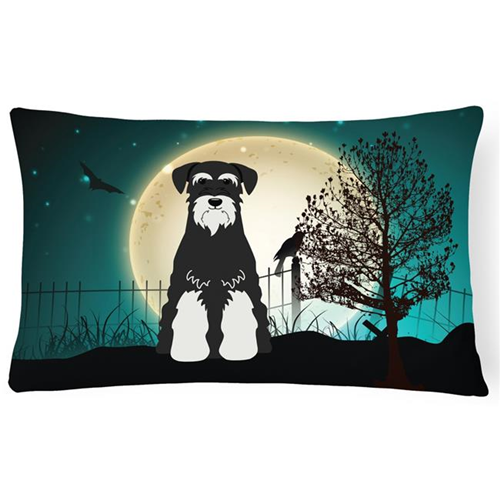 Carolines Treasures BB2223PW1216 Halloween Scary Standard Schnauzer Salt & Pepper Canvas Fabric Decorative Pillow
