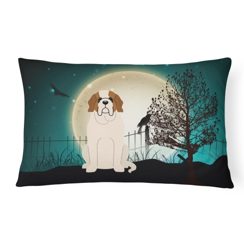 Carolines Treasures BB2225PW1216 Halloween Scary Saint Bernard Canvas Fabric Decorative Pillow