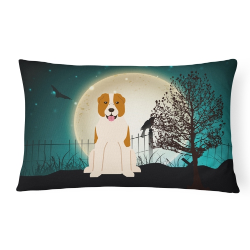 Carolines Treasures BB2239PW1216 Halloween Scary Central Asian Shepherd Dog Canvas Fabric Decorative Pillow