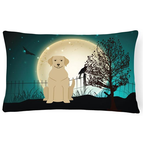 Carolines Treasures BB2245PW1216 Halloween Scary Yellow Labrador Canvas Fabric Decorative Pillow