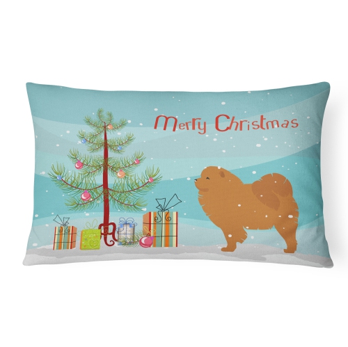 Carolines Treasures BB2969PW1216 Chow Chow Merry Christmas Tree Canvas Fabric Decorative Pillow