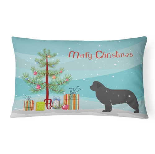 Carolines Treasures BB2982PW1216 Newfoundland Merry Christmas Tree Canvas Fabric Decorative Pillow