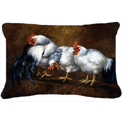 Carolines Treasures BDBA0081PW1216 Roosting Rooster & Chickens Fabric Decorative Pillow