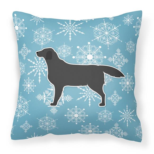 Carolines Treasures BB3508PW1414 Winter Snowflake Black Labrador Retriever Fabric Decorative Pillow