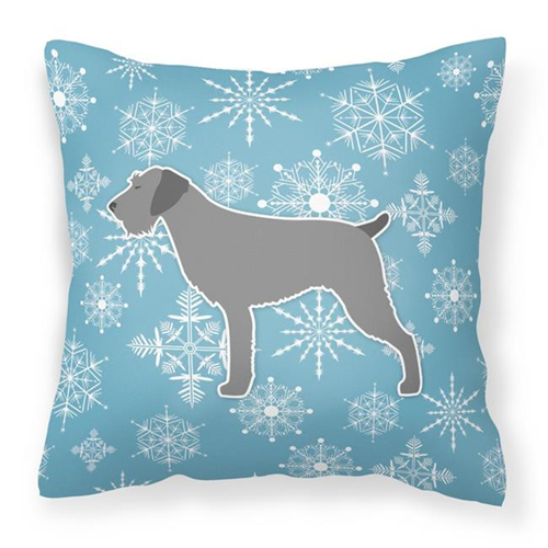 Carolines Treasures BB3511PW1414 Winter Snowflake German Wirehaired Pointer Fabric Decorative Pillow