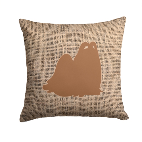 Carolines Treasures BB1079-BL-BN-PW1414 Maltese Burlap & Brown Decorative Fabric Pillow