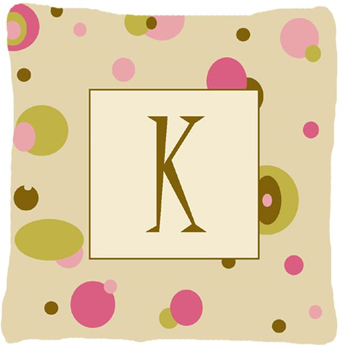 Carolines Treasures CJ1004-KPW1414 Letter K Initial Monogram - Tan Dots Decorative Indoor & Outdoor Fabric Pillow