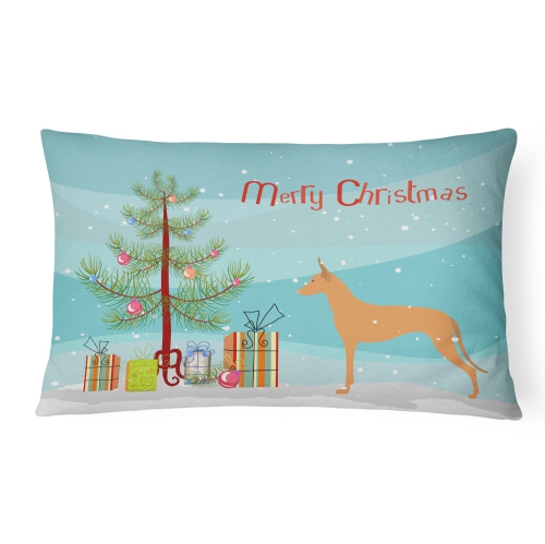 Carolines Treasures BB2906PW1216 Pharaoh Hound Merry Christmas Tree Canvas Fabric Decorative Pillow