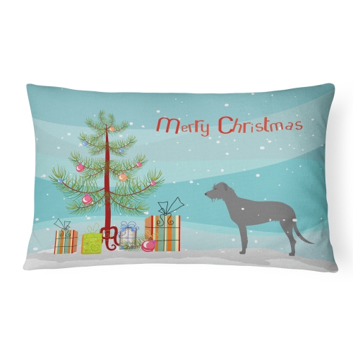 Carolines Treasures BB2921PW1216 Irish Wolfhound Merry Christmas Tree Canvas Fabric Decorative Pillow