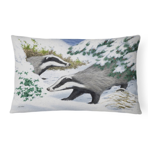 Carolines Treasures ASA2182PW1216 Badgers in the Snow Fabric Decorative Pillow