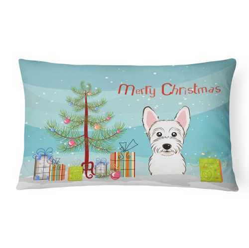 Carolines Treasures BB1598PW1216 Christmas Tree & Westie Fabric Decorative Pillow