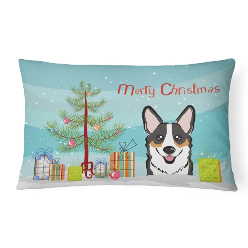 Carolines Treasures BB1627PW1216 Christmas Tree & Tricolor Corgi Fabric Decorative Pillow