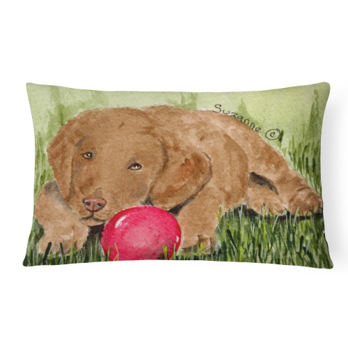 Carolines Treasures SS8684PW1216 Curly Coated Retriever Indoor & Outdoor Decorative Fabric Pillow - 12 x 16 in.