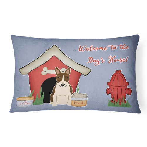Carolines Treasures BB2890PW1216 Dog House Collection Bull Terrier Dark Brindle Canvas Fabric Decorative Pillow