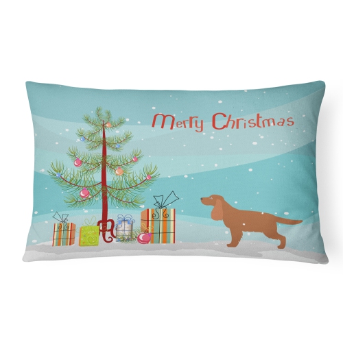 Carolines Treasures BB2930PW1216 English Cocker Spaniel Merry Christmas Tree Canvas Fabric Decorative Pillow