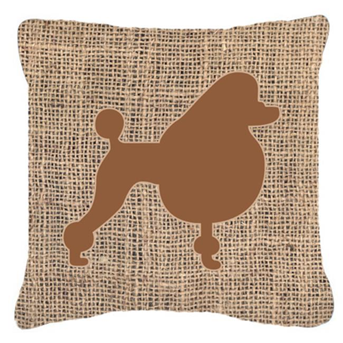 Carolines Treasures BB1072-BL-BN-PW1414 Poodle Burlap & Brown Decorative Fabric Pillow