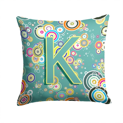 Carolines Treasures CJ2015-KPW1414 Letter K Circle Circle Teal Initial Alphabet Canvas Fabric Decorative Pillow