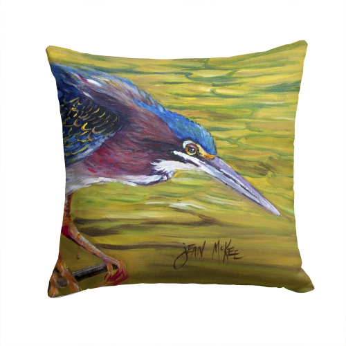 Carolines Treasures JMK1226PW1414 Green Heron Canvas Fabric Decorative Pillow