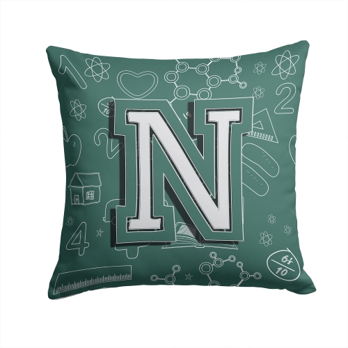 Carolines Treasures CJ2010-NPW1414 Letter N Back To School Initial Canvas Fabric Decorative Pillow