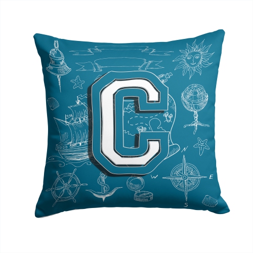 Carolines Treasures CJ2014-CPW1414 Letter C Sea Doodles Initial Alphabet Canvas Fabric Decorative Pillow