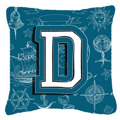 Carolines Treasures CJ2014-DPW1414 Letter D Sea Doodles Initial Alphabet Canvas Fabric Decorative Pillow