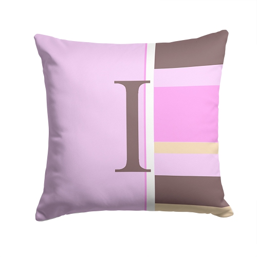 Carolines Treasures CJ1005-IPW1414 Letter I Initial Monogram - Pink Stripes Indoor & Outdoor Fabric Decorative Pillow