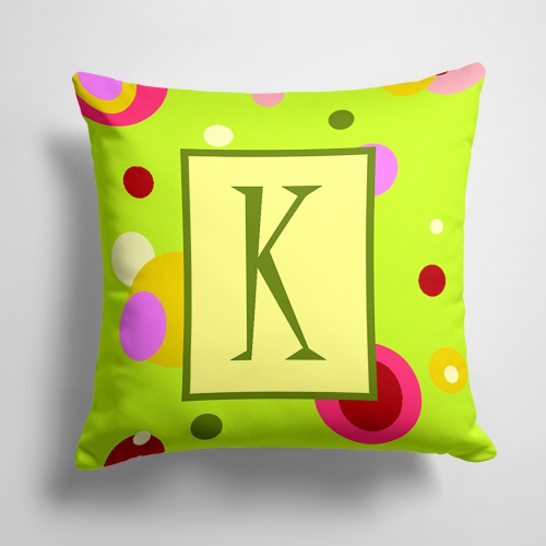 Carolines Treasures CJ1010-KPW1414 Letter K Initial Monogram - Green Decorative Indoor & Outdoor Fabric Pillow