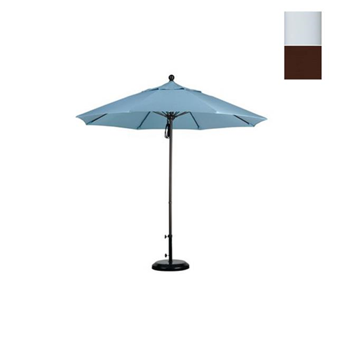 California Umbrella ALTO908170-5432 9 ft. Fiberglass Market Umbrella Pulley Open M White-Sunbrella-Bay Brown