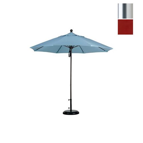 California Umbrella ALTO908002-5440 9 ft. Fiberglass Market Umbrella Pulley Open S Anodized-Sunbrella-Terracotta