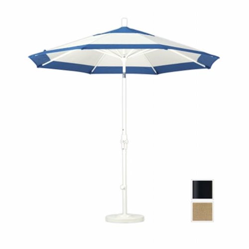 March Products GSCU908302-8318 9 ft. Aluminum Market Umbrella Collar Tilt - Matted Black - Sunbrella - Sesame Linen