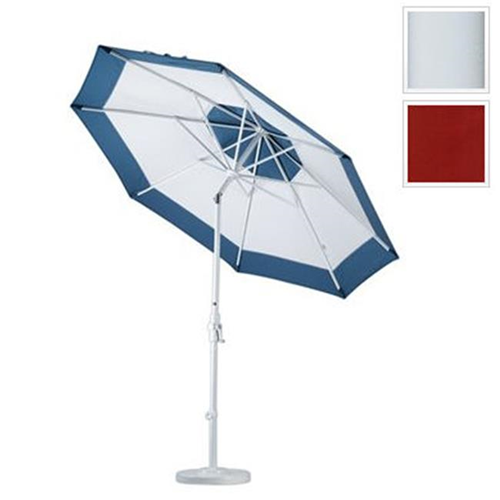 CALIFORNIA UMBRELLA  Gscu908170-5440 9 Ft. Aluminum Market Umbrella Collar Tilt - Matted White-Sunbrella-Terracotta