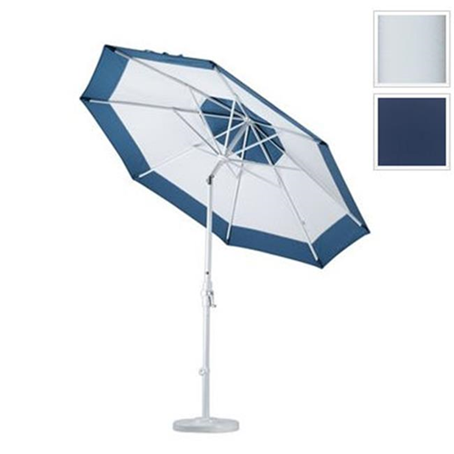 California Umbrella GSCU908170-5439 9 ft. Aluminum Market Umbrella Collar Tilt - Matted White-Sunbrella-Navy
