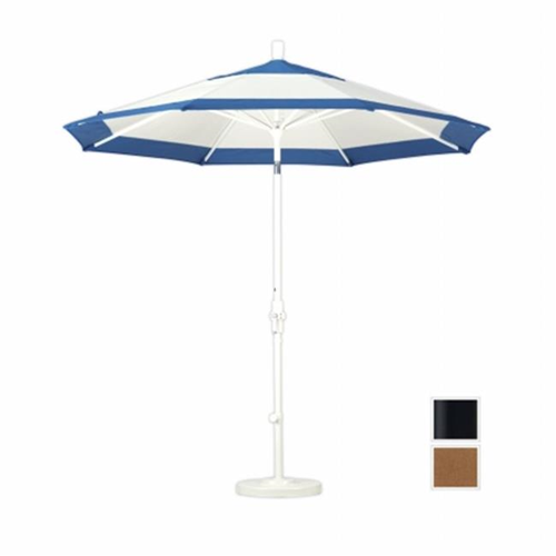 March Products GSCU908302-5488 9 ft. Aluminum Market Umbrella Collar Tilt - Matted Black - Sunbrella - Canvas Teak