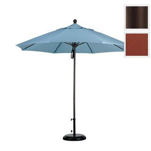 March Products ALTO908117-5407 9 ft. Fiberglass Pulley Open Market Umbrella - Bronze and Sunbrella-Henna