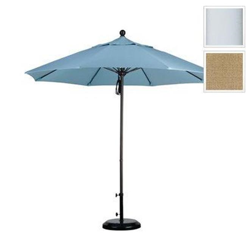 March Products ALTO908170-8318 9 ft. Fiberglass Pulley Open Market Umbrella - Matted White and Sunbrella-Sesame Linen