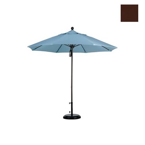 California Umbrella ALTO908117-5432 9 ft. Fiberglass Market Umbrella Pulley Open Bronze-Sunbrella-Bay Brown
