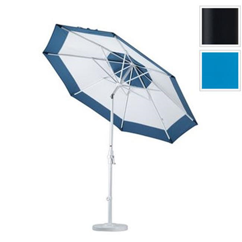 California Umbrella GSCU908302-5401 9 ft. Aluminum Market Umbrella Collar Tilt - Matted Black-Sunbrella-Pacific Blue