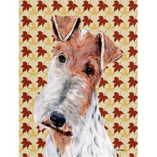 Carolines Treasures SC9676GF Wire Fox Terrier Fall Leaves Flag Garden Size
