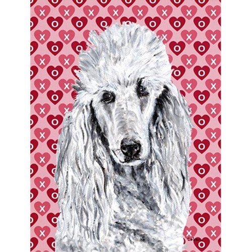 Carolines Treasures SC9703GF White Standard Poodle Hearts and Love Flag Garden Size