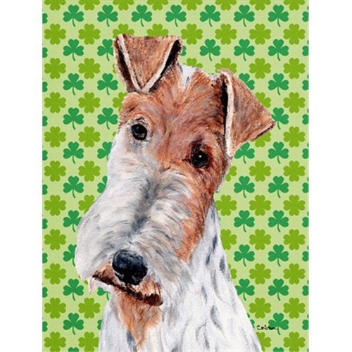 Carolines Treasures SC9724GF Wire Fox Terrier Lucky Shamrock St. Patricks Day Flag Garden Size