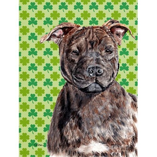 Carolines Treasures SC9729GF Staffordshire Bull Terrier Staffie Lucky Shamrock St. Patricks Day Flag Garden Size