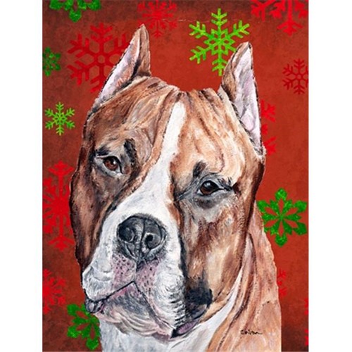 Carolines Treasures SC9752GF Staffordshire Bull Terrier Staffie Red Snowflakes Taille du jardin