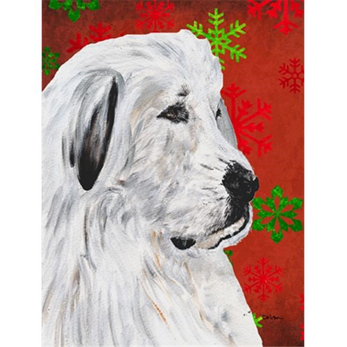 Carolines Treasures SC9762GF Great Pyrenees Red Snowflakes Holiday Flag Garden Size